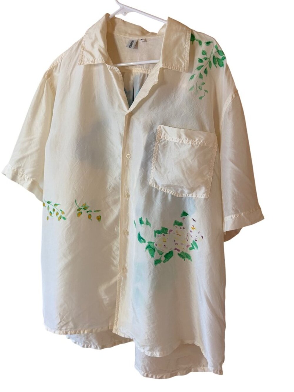 Handpainted Mens Cocktail Theme Relaxed-fit Collared Shirt Size XL Silk Coastal - Picture 12 of 12